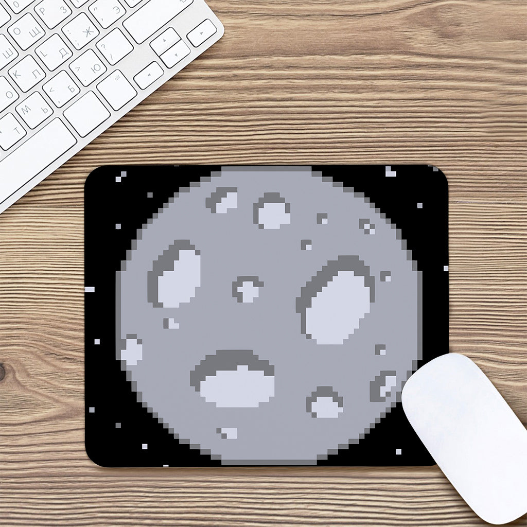 8-Bit Pixel Moon Print Mouse Pad