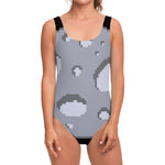 8-Bit Pixel Moon Print One Piece Swimsuit