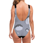 8-Bit Pixel Moon Print One Piece Swimsuit