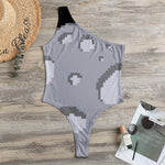 8-Bit Pixel Moon Print One Shoulder Bodysuit