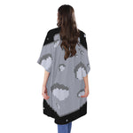 8-Bit Pixel Moon Print Open Front Beach Cover Up