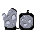 8-Bit Pixel Moon Print Oven Mitt And Pot Holder Set