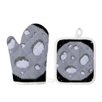 8-Bit Pixel Moon Print Oven Mitt And Pot Holder Set