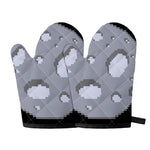 8-Bit Pixel Moon Print Oven Mitts