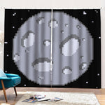 8-Bit Pixel Moon Print Pencil Pleat Curtains