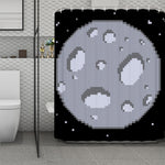 8-Bit Pixel Moon Print Polyester Shower Curtain