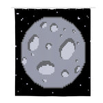 8-Bit Pixel Moon Print Polyester Shower Curtain