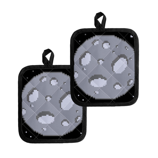 8-Bit Pixel Moon Print Pot Holders