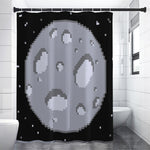 8-Bit Pixel Moon Print Premium Shower Curtain