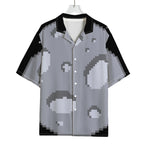 8-Bit Pixel Moon Print Rayon Hawaiian Shirt