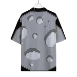 8-Bit Pixel Moon Print Rayon Hawaiian Shirt