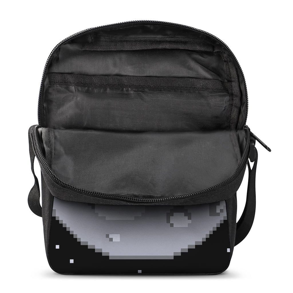 8-Bit Pixel Moon Print Rectangular Crossbody Bag