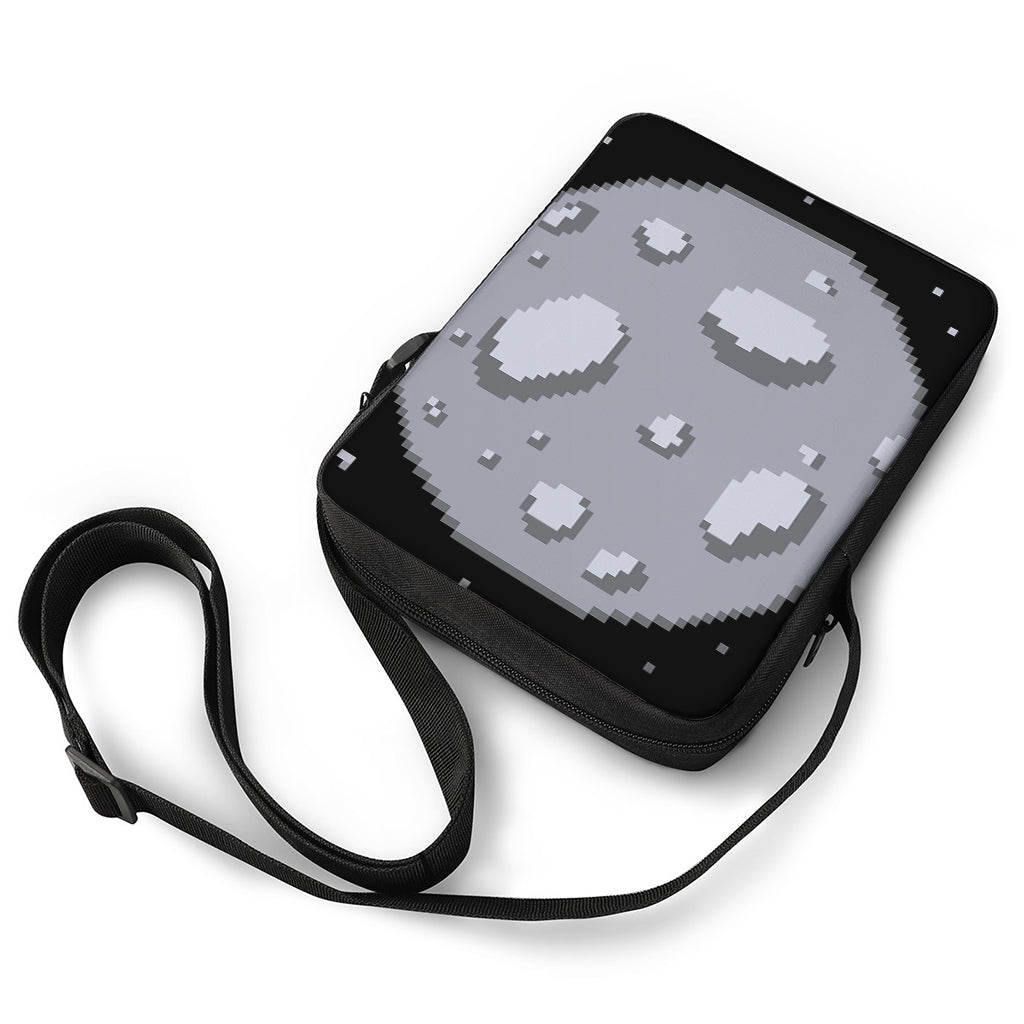 8-Bit Pixel Moon Print Rectangular Crossbody Bag