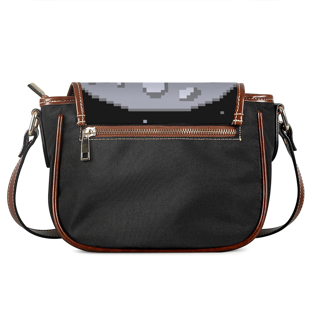8-Bit Pixel Moon Print Saddle Bag