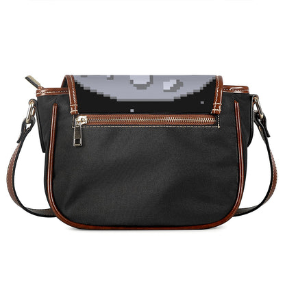 8-Bit Pixel Moon Print Saddle Bag