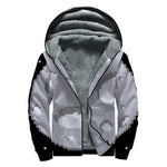 8-Bit Pixel Moon Print Sherpa Lined Zip Up Hoodie
