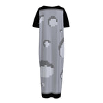 8-Bit Pixel Moon Print Short Sleeve Long Nightdress