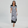 8-Bit Pixel Moon Print Short Sleeve Maxi Dress
