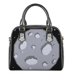 8-Bit Pixel Moon Print Shoulder Handbag