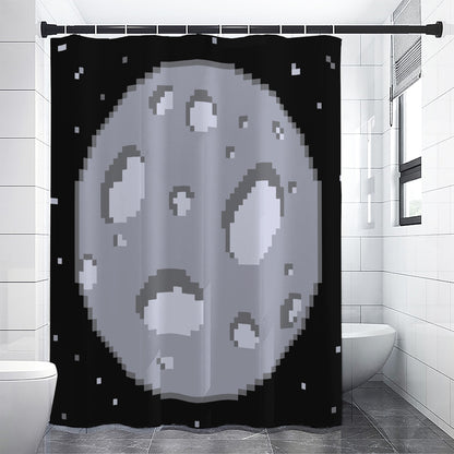 8-Bit Pixel Moon Print Shower Curtain