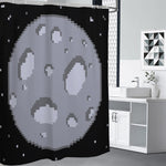 8-Bit Pixel Moon Print Shower Curtain