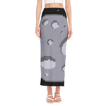 8-Bit Pixel Moon Print Side Slit Maxi Skirt