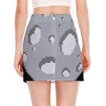 8-Bit Pixel Moon Print Side Slit Mini Skirt