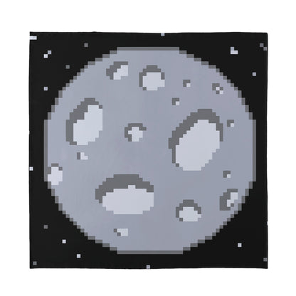 8-Bit Pixel Moon Print Silk Bandana