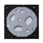 8-Bit Pixel Moon Print Silk Bandana