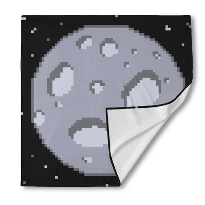 8-Bit Pixel Moon Print Silk Bandana