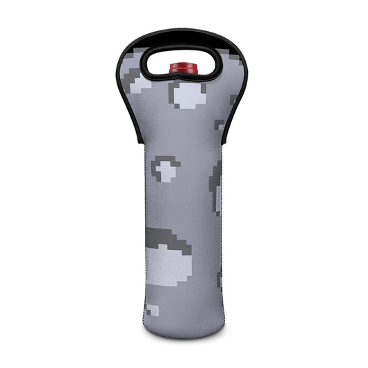 8-Bit Pixel Moon Print Single Neoprene Wine Tote