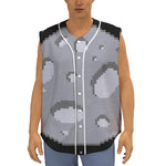 8-Bit Pixel Moon Print Sleeveless Baseball Jersey