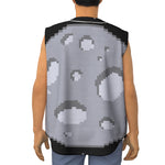 8-Bit Pixel Moon Print Sleeveless Baseball Jersey