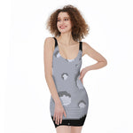8-Bit Pixel Moon Print Sleeveless Bodycon Dress