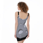 8-Bit Pixel Moon Print Sleeveless Bodycon Dress