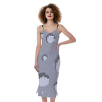8-Bit Pixel Moon Print Slim Fit Midi Cami Dress