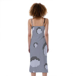 8-Bit Pixel Moon Print Slim Fit Midi Cami Dress