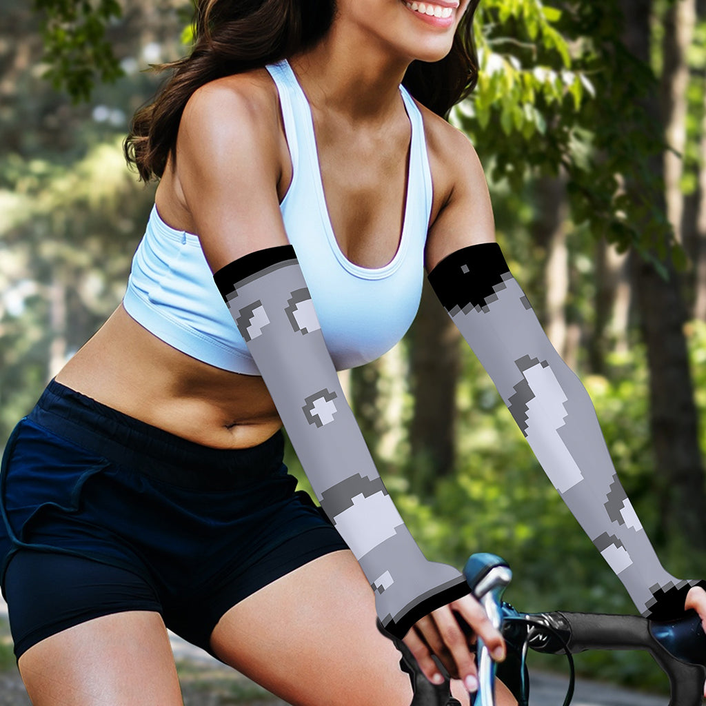 8-Bit Pixel Moon Print Sun Protection Arm Sleeves