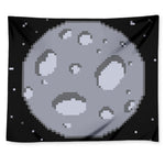 8-Bit Pixel Moon Print Tapestry