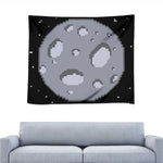 8-Bit Pixel Moon Print Tapestry