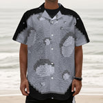 8-Bit Pixel Moon Print Textured Short Sleeve Shirt