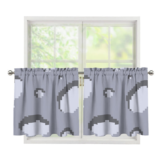 8-Bit Pixel Moon Print Tier Curtains