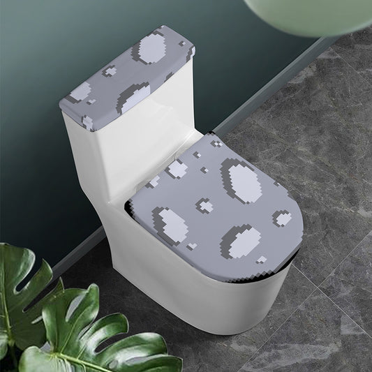 8-Bit Pixel Moon Print Toilet Lid And Tank Cover Set