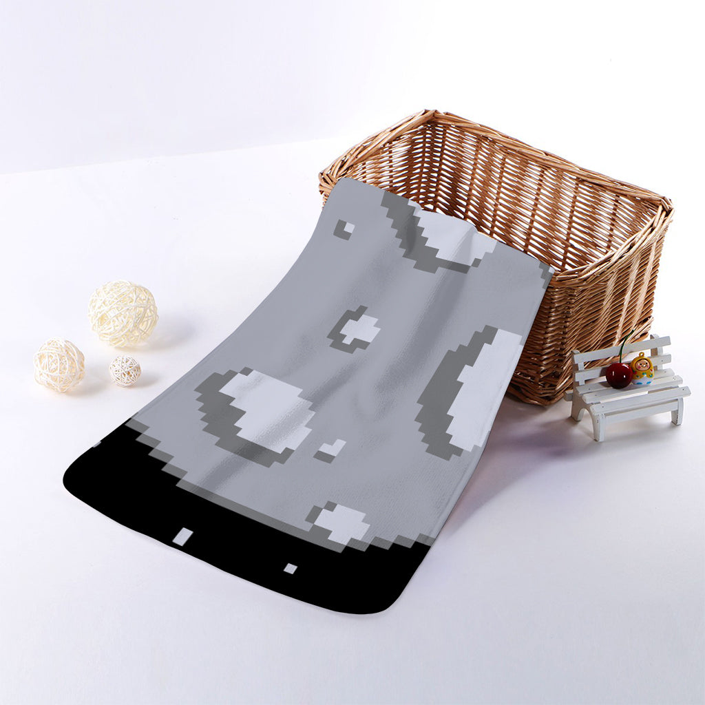 8-Bit Pixel Moon Print Towel