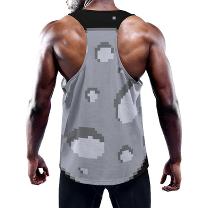8-Bit Pixel Moon Print Training Tank Top