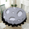 8-Bit Pixel Moon Print Waterproof Round Tablecloth