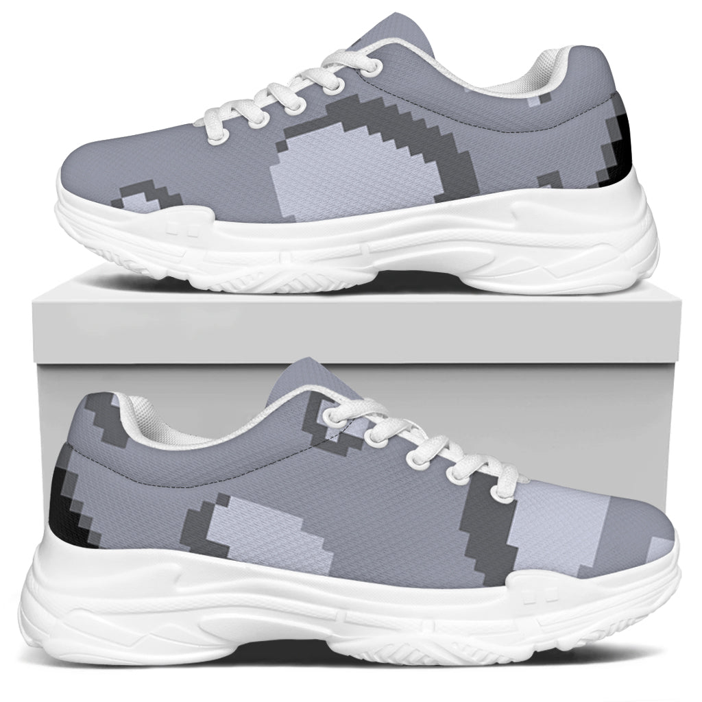 8-Bit Pixel Moon Print White Chunky Shoes