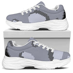 8-Bit Pixel Moon Print White Chunky Shoes