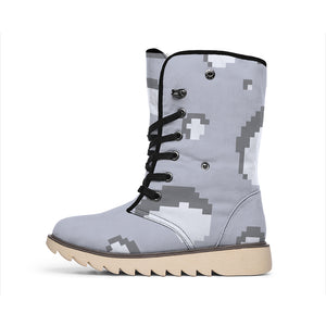 8-Bit Pixel Moon Print Winter Boots