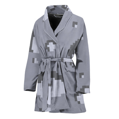 8-Bit Pixel Moon Print Women's Bathrobe